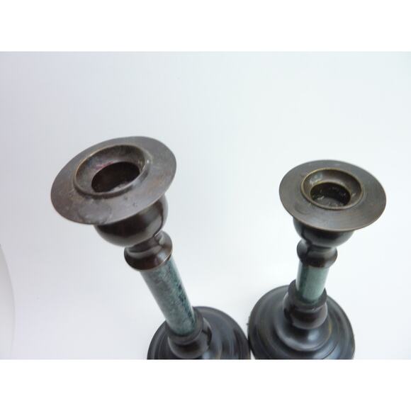 Vintage Pair Of Brass Candlestick Holders - Picture 3 of 5